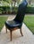 Mid-Century Modern Vintage Hollywood Regency Black Leather Side Chair With Brass Handle For Sale - Image 3 of 10