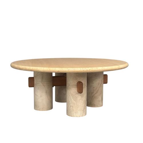 Round Travertine Coffee Table, 1970s For Sale - Image 13 of 13