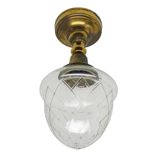 Vintage Pendant Lamp in Brass, 1930s For Sale