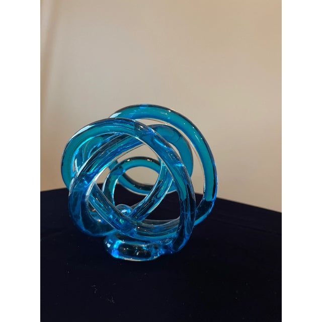Contemporary Blue Ocean Swirl Glass Art For Sale - Image 3 of 10
