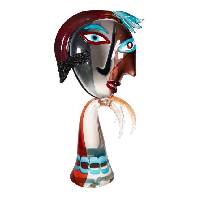 Alessandro Barbaro Murano Cubist Style Glass Sculpture, Picasso Inspired, 21" H For Sale