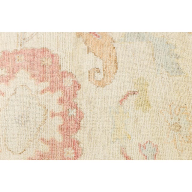 2020s Modern Oushak Style Hand-Knotted Wool Rug Muted Pastel Floral Transitional 12x24 For Sale - Image 5 of 11
