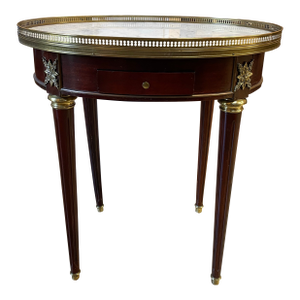 Antique French Louis XVI Style Mahogany Marble-Top Side Table