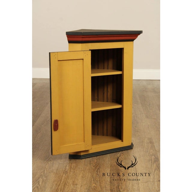 Pair Of Handcrafted Folk Art Painted Pine Corner Cabinets For Sale - Image 18 of 18