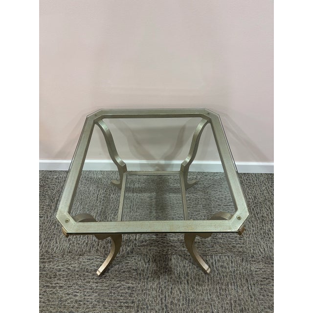 Contemporary Swaim Silver Gilt Bevelled Glass Accent Table For Sale - Image 3 of 8