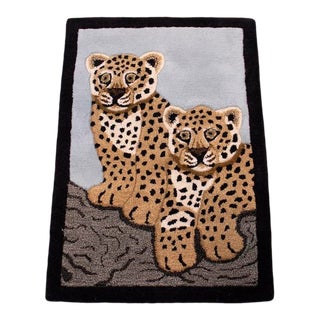Contemporary Baby Leopard Animal Design Area Rug For Sale