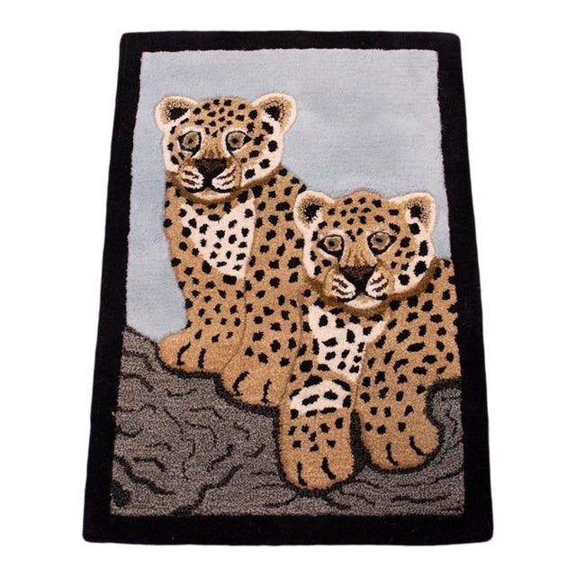 Contemporary Baby Leopard Animal Design Area Rug For Sale