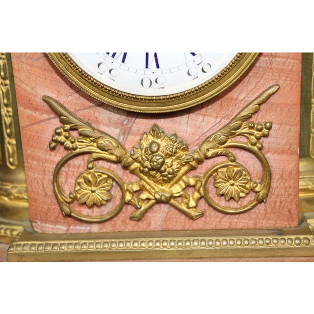 1920's Antique French Marble Bronze Mantel Clock For Sale - Image 13 of 15