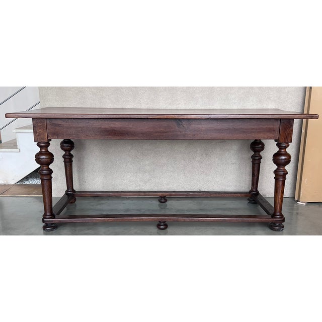 Brown Late 19th Century Walnut Spanish Refectory Table or Farm Table For Sale - Image 8 of 11