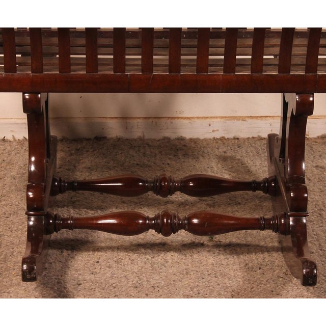 Brown Curved Mahogany Cradle, 1800s For Sale - Image 8 of 11