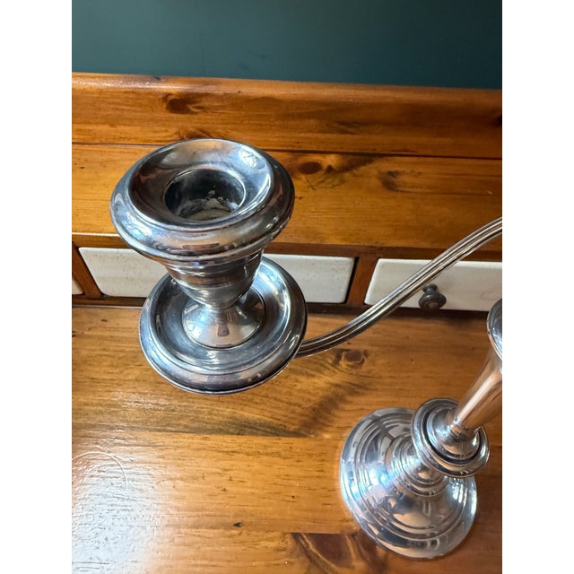 Statement Circa 1930 Gorham Convertible Silver-Plate Triple Candelabras - A Pair For Sale - Image 9 of 18