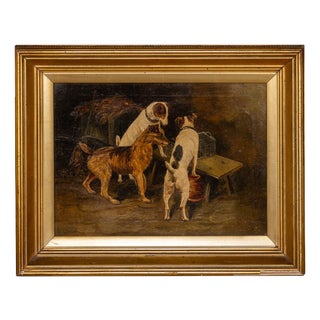English School, Painting of Terrier Dogs, 1917, Oil on Canvas For Sale