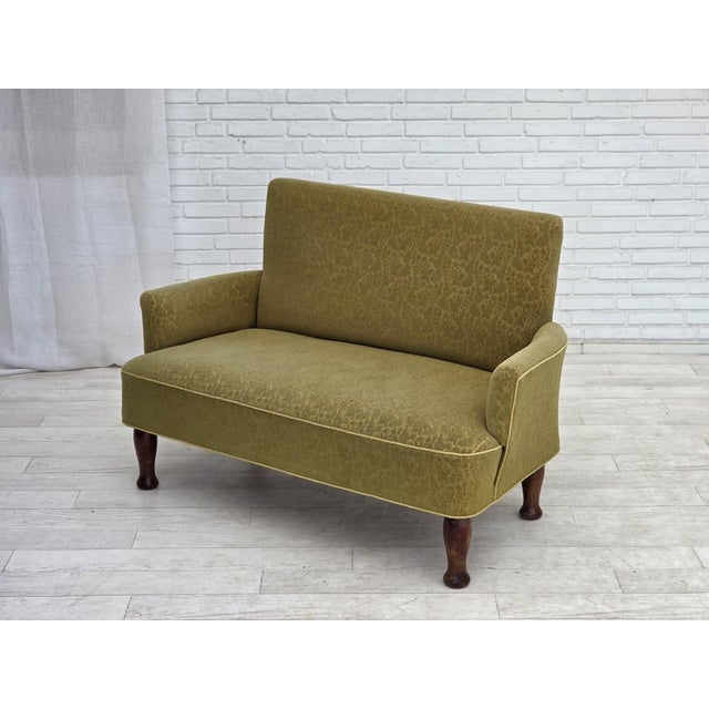 Danish 2-Seater Sofa in Green Furniture Wool Fabric, 1950s For Sale - Image 6 of 18