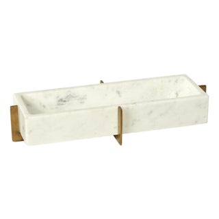 Catania Marble Tray on Metal Base, White For Sale