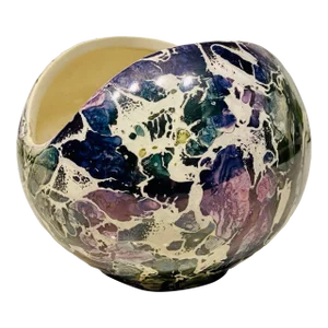 1960s McCoy Pottery Purple Lusterware Marbled Vase Bowl