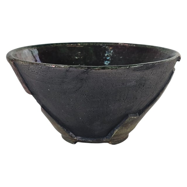 Vintage Studio Art Pottery – Iridescent Green & Purple Modern Deco Bowl, Signed 6.5” For Sale - Image 4 of 9