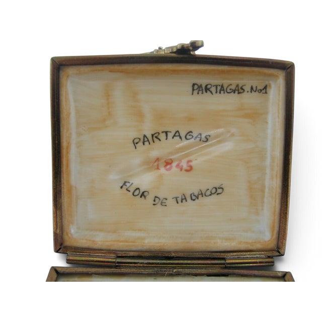 Early 20th Century Limoges France Rochard Porcelain Cigar Tobacco Trinket Box With Removable Cigar For Sale - Image 5 of 8