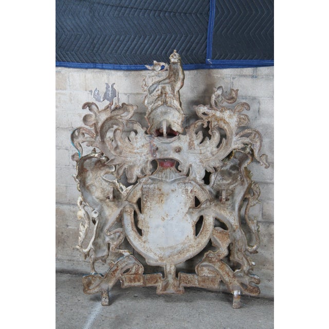 Mid 19th Century Antique Walter MacFarlane & Co English Cast Iron Royal Coat of Arms Shield For Sale - Image 5 of 12