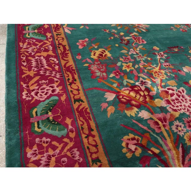 Art Deco Galerie Shabab Collection Mid-20th Century Chinese Art Deco Small Room Size Carpet For Sale - Image 3 of 8