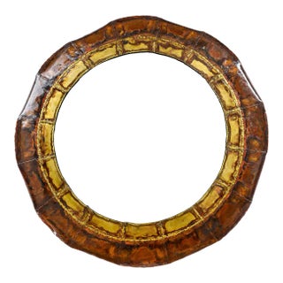 Bespoke Italian Brass and Copper Enameled Mirror For Sale