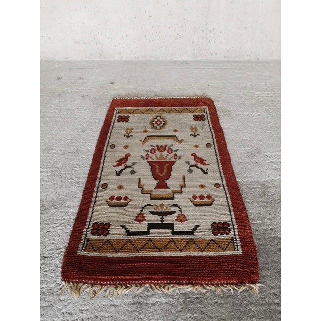 Swedish Grace Wool Rya Rug with Flower Motif, 1920s For Sale - Image 18 of 18