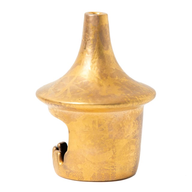 Sascha Brastoff Sascha Brastoff Gold Ceramic Chimney Ashtray For Sale - Image 4 of 8