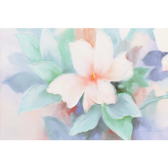 Modern 'Hibiscus Abstraction, Cornflower and Ivory', 1970s For Sale - Image 3 of 5