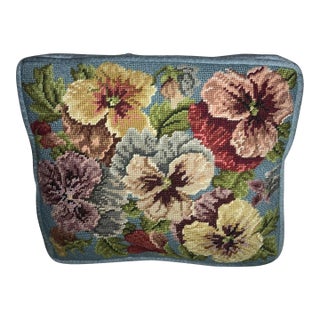 Vintage Floral Needlepoint Pillow For Sale