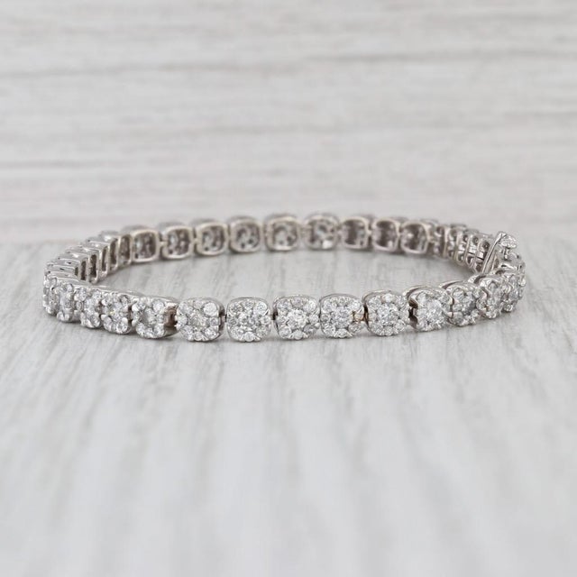 4.40ctw Diamond Tennis Bracelet 10k White Gold 7" 4.6mm For Sale In Greensboro - Image 6 of 7
