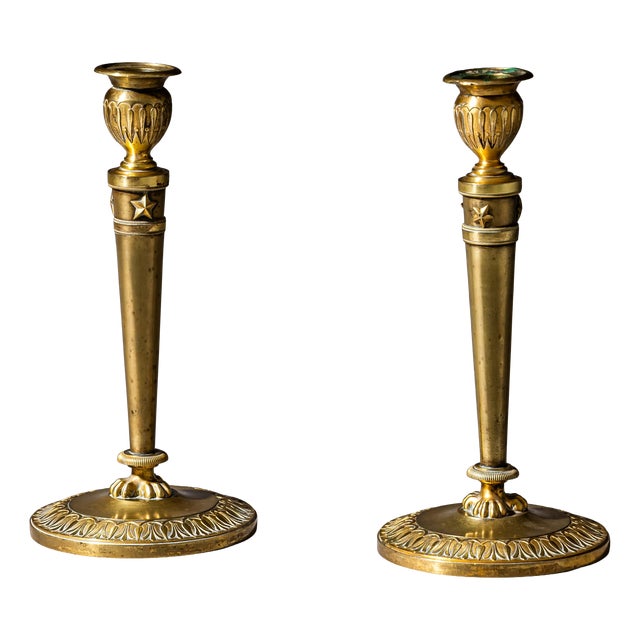 Brass Candleholders, France, 19th Century, Set of 2 For Sale