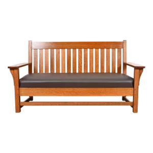 L. & J. G. Stickley Antique Mission Oak Arts & Crafts Open Arm Settee or Loveseat, Circa 1900