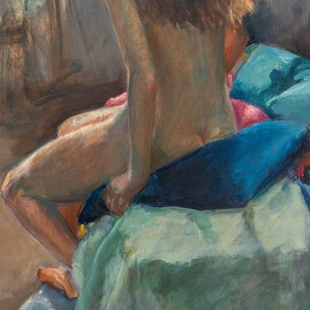 Judy Sublett Wild (American, XX-XXI), "Study of Sally's Back", Oil on Canvas, 1980, depicting a live model in a classroom,...