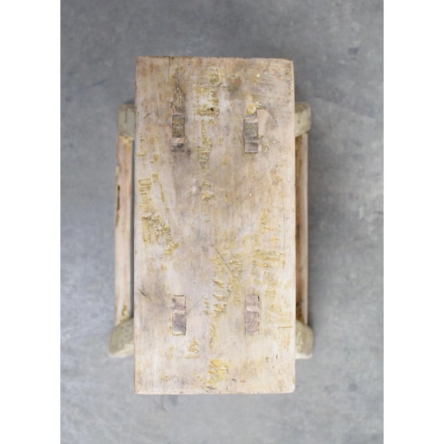 Vintage Antique Elm Wood Stool For Sale - Image 4 of 6
