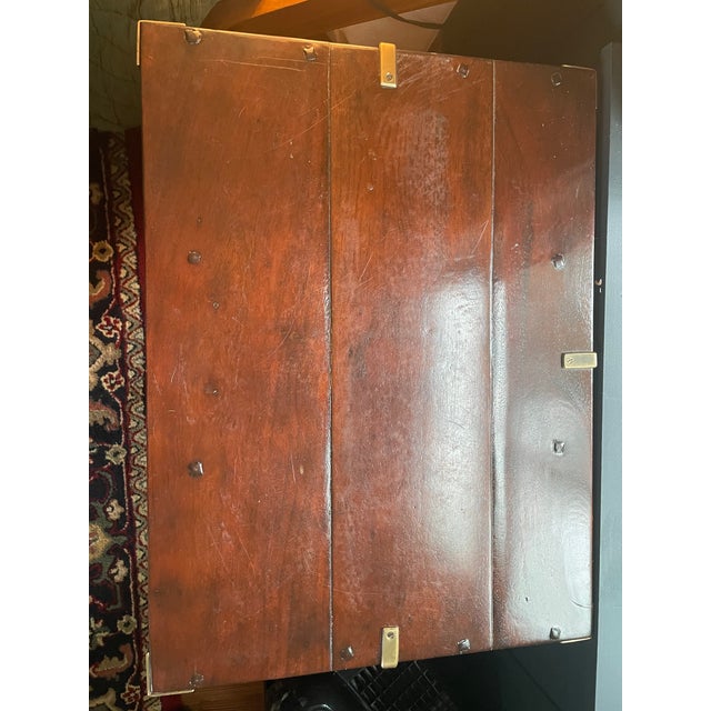 Mid 20th Century Solid Wood Campaign 3-Drawer Dresser / Bedside Table / End Table - Set of 2 For Sale - Image 10 of 17