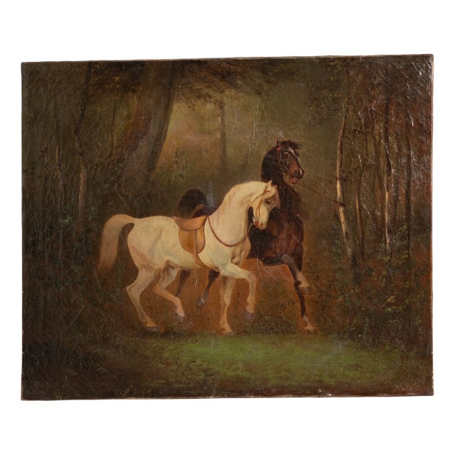 Two Horses, 1820-1840, Oil on Canvas, Framed For Sale