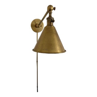 Visual Comfort Boston Functional Single Arm Library Light in Hand Rubbed Brass For Sale