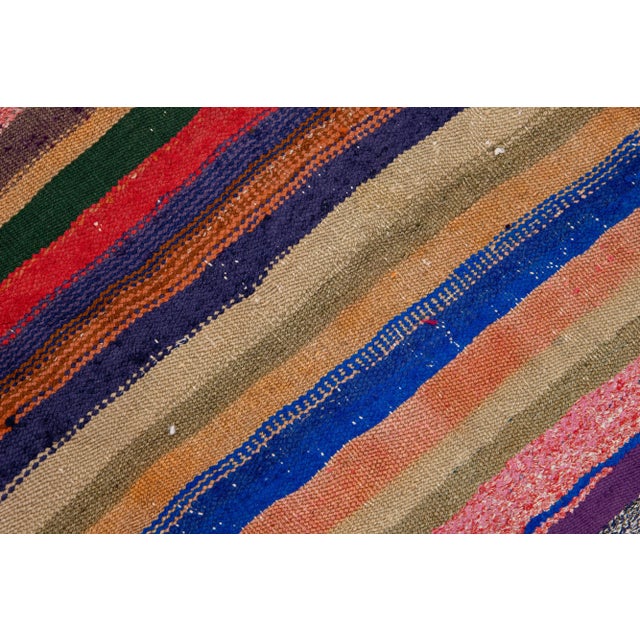 Textile 1960s Vintage Turkish Kilim Multicolor Handmade Stripes Wool Rug For Sale - Image 7 of 8