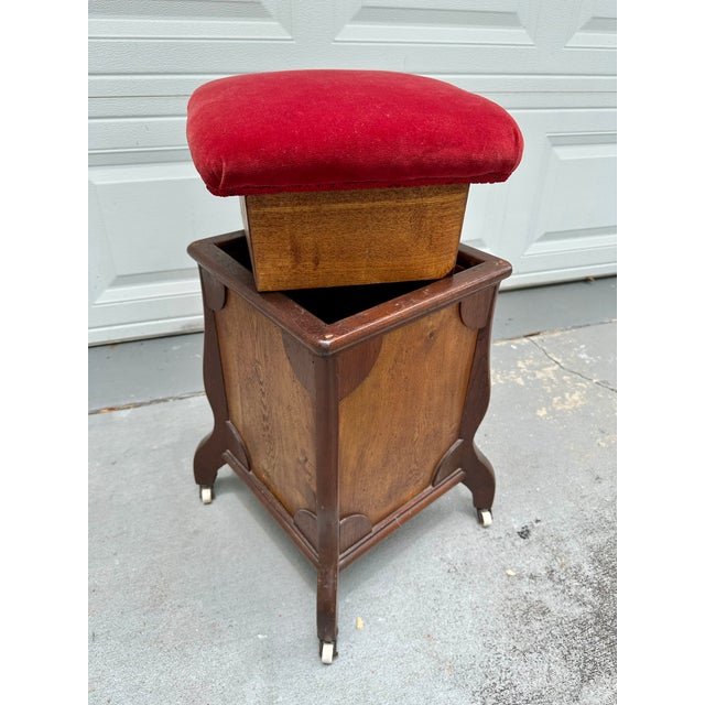 Late 19th Century Victorian Storage Piano Stool on Casters. For Sale - Image 5 of 12
