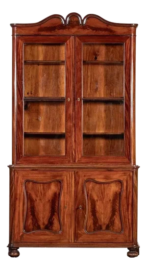 19th Century French Flame Mahogany Glazed Bookcase, 1880s