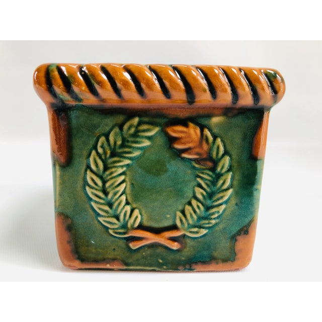 Ceramic 1970s Laurel Wreath Terra Cotta Planter Cachepot For Sale - Image 7 of 7