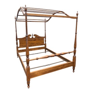 Vintage Mid 20th Century Ethan Allen Baumritter Full Size Camelback Canopy Bed For Sale
