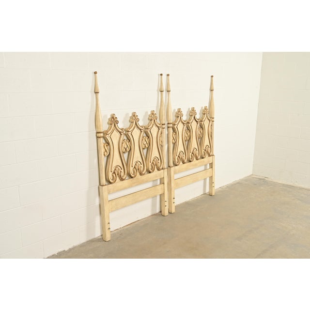 Romweber Romweber Hollywood Regency French Rococo Cream Lacquered and Parcel Gilt Twin Size Headboards, Pair For Sale - Image 4 of 9