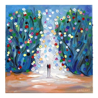 Secret Date - Original Figurative Textured Impasto Oil Painting on Canvas by Ekaterina Ermilkina For Sale