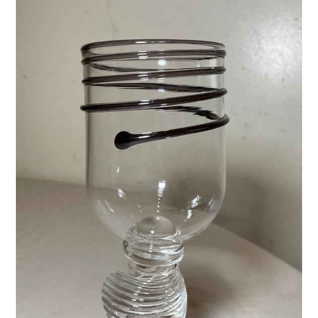 Transparent Vintage Hand Blown Art Glass 5th Street Studio Glass Ltd. Wine Glass Goblet Cup For Sale - Image 8 of 13