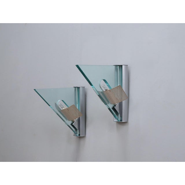 Postmodern Icaro Wall Sconces in Glass and Aluminum by Carlo Forcolini for Artemide, 1980s, Set of 2 For Sale - Image 12 of 12