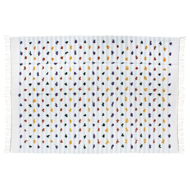 Moroccan Moroccan Berber Blanket W/ Blue Stripes For Sale - Image 3 of 4