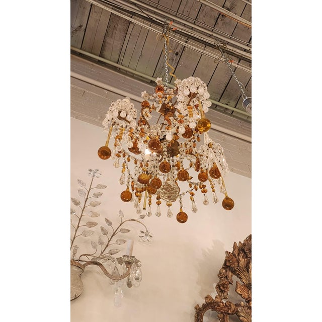 1920s French Orange and Clear Crystal Chandelier For Sale - Image 12 of 12
