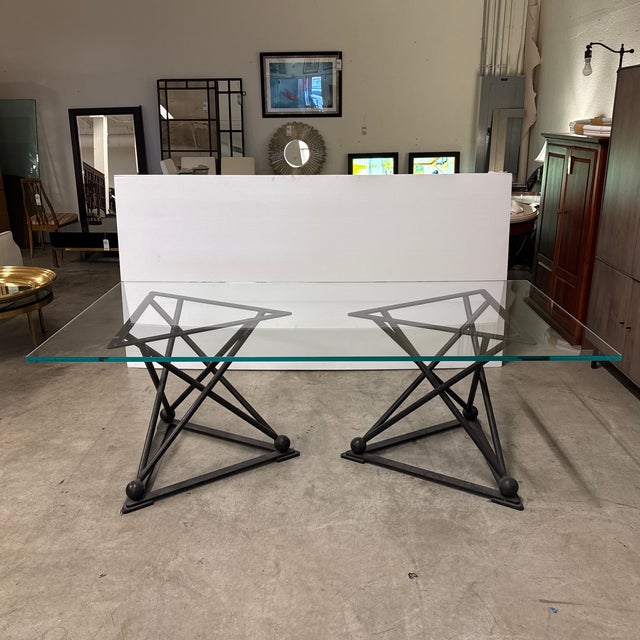 Formations Dual Iron Pedestal Base Glass Dining Table For Sale In San Francisco - Image 6 of 16