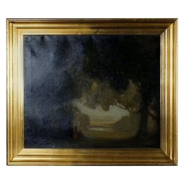 Oil on Canvas Landscape with People, 1891 For Sale - Image 10 of 10