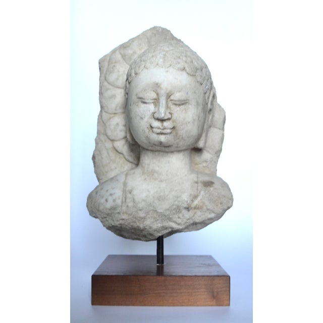 Ancient Chinese Marble Buddha Head For Sale - Image 9 of 10